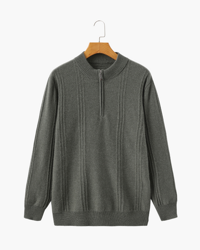 Luca™ | 100% Cashmere Ribbed Half Zip