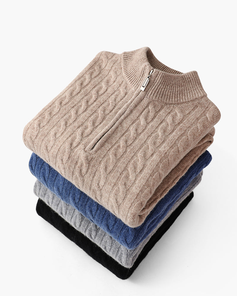 Luca™ | 100% Cashmere Woven Half Zip