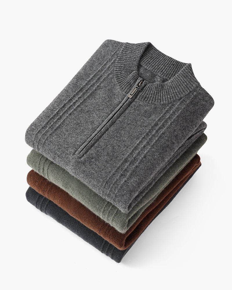 Luca™ | 100% Cashmere Ribbed Half Zip