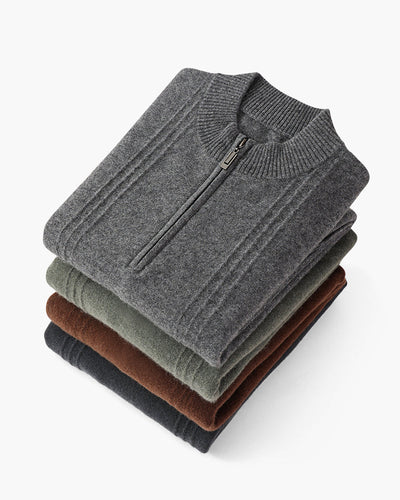 Luca™ | 100% Cashmere Ribbed Half Zip