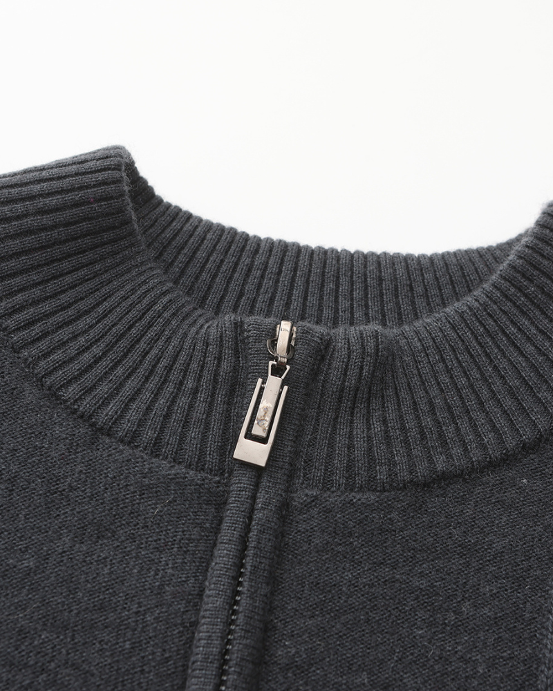 Luca™ | 100% Cashmere Ribbed Half Zip