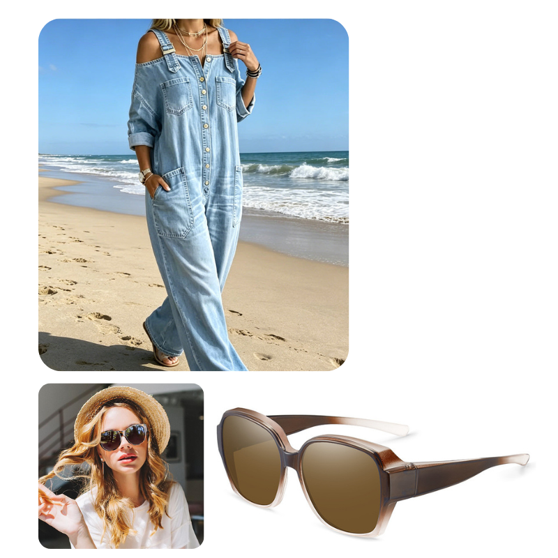 🔥✨Jumpsuit + Brown Polarized Sunglasses / 🔥🔥Light Blue / 3XL