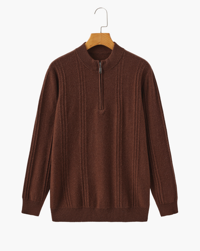 Luca™ | 100% Cashmere Ribbed Half Zip