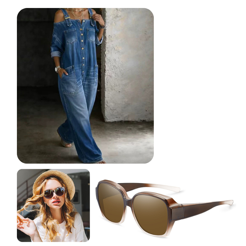 🔥✨Jumpsuit + Brown Polarized Sunglasses / 🔥🔥Dark Blue / 3XL