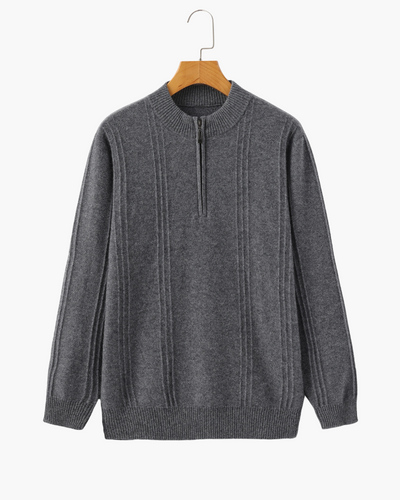 Luca™ | 100% Cashmere Ribbed Half Zip