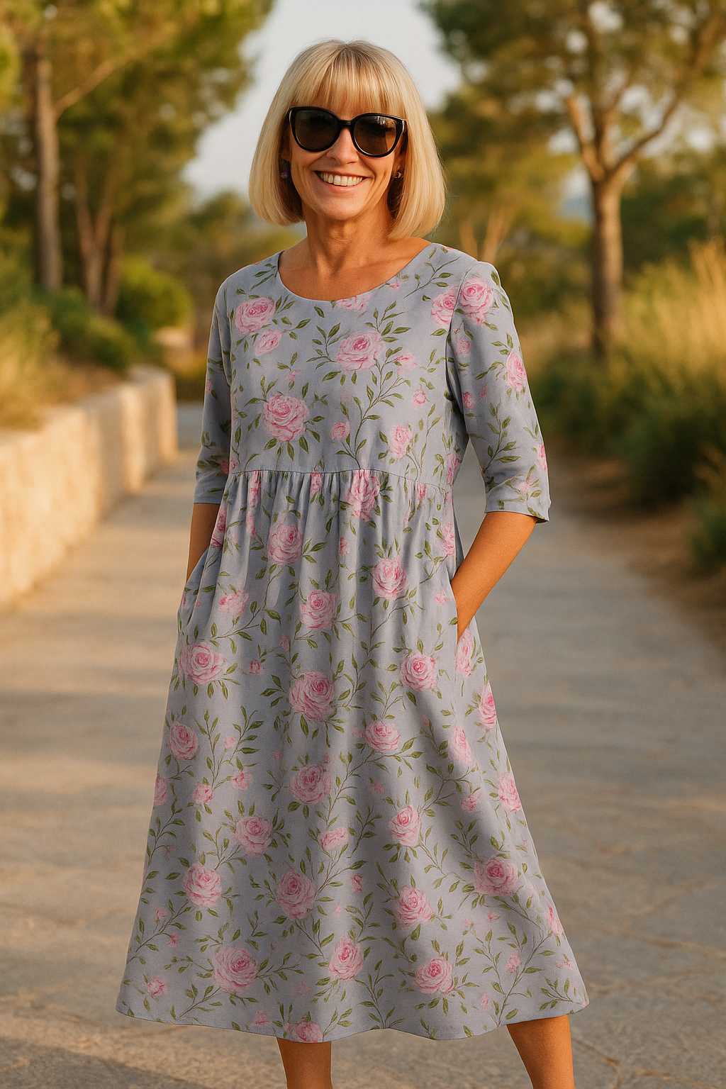 Gray Floral / XXXL