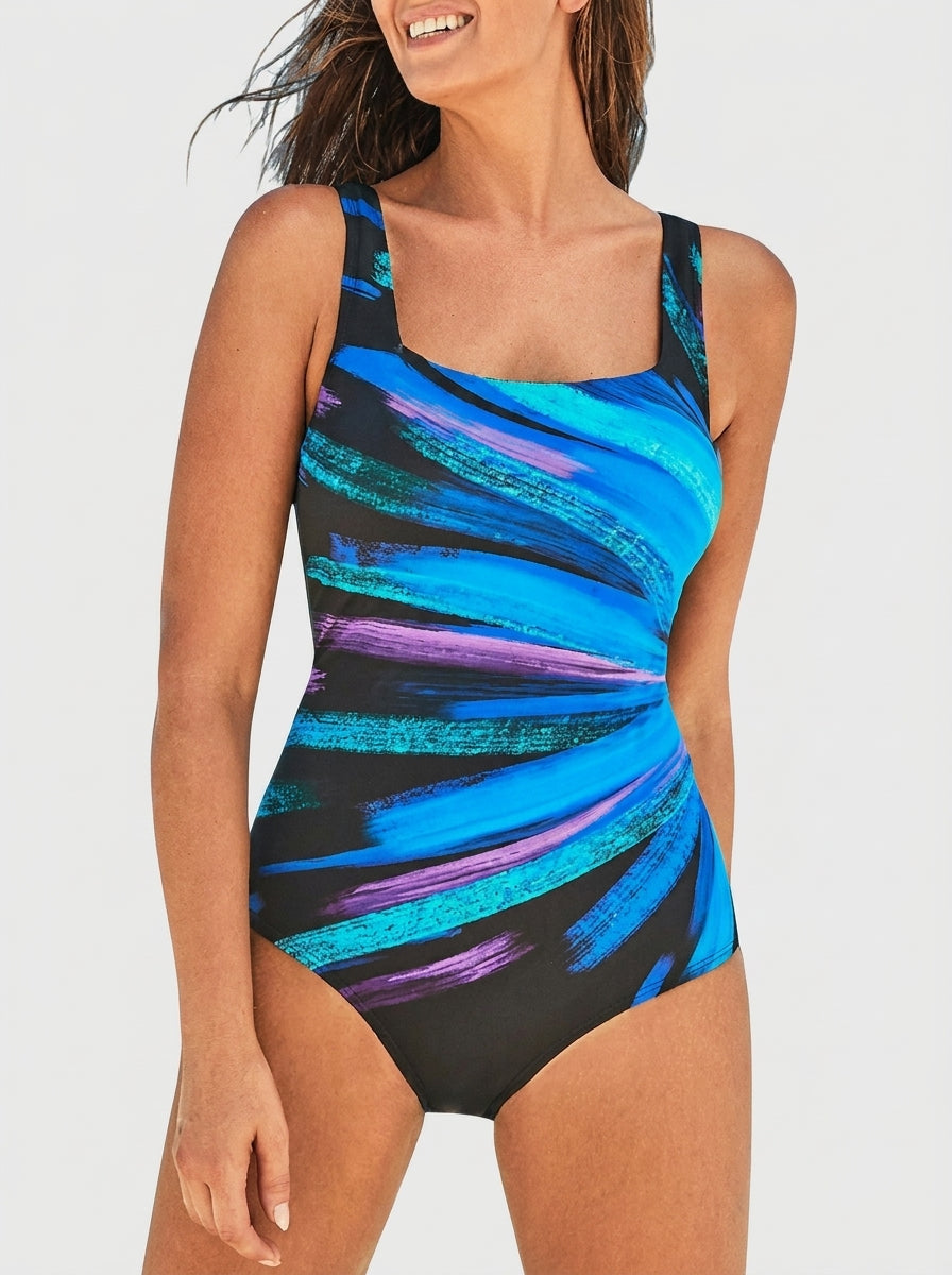 Swimsuit, Blue Striped / 3XL