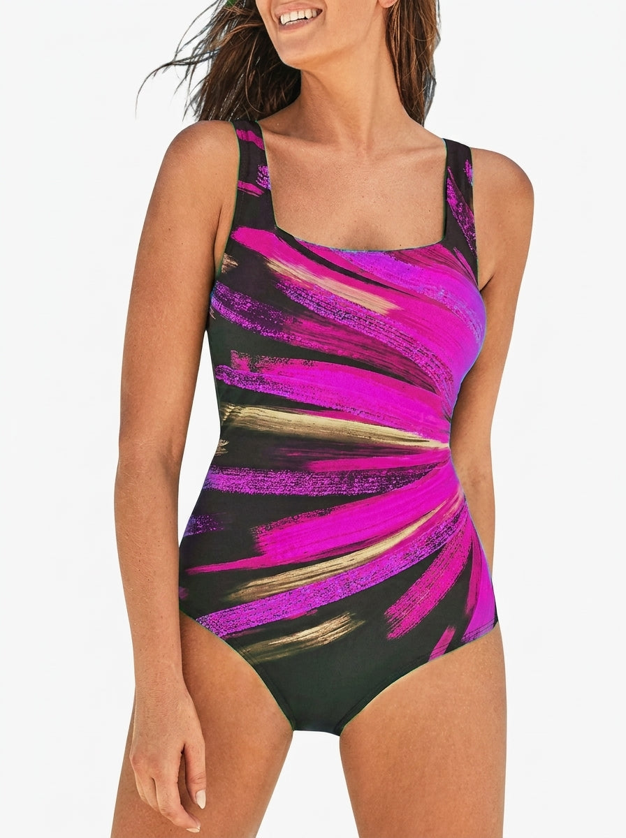 Swimsuit, Pink Abstract / 3XL
