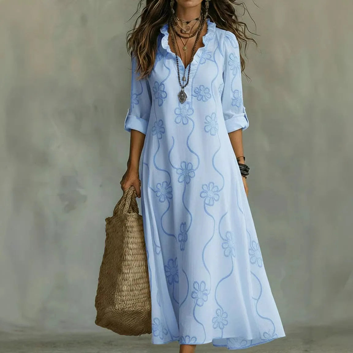 Light Blue Floral / 3XL