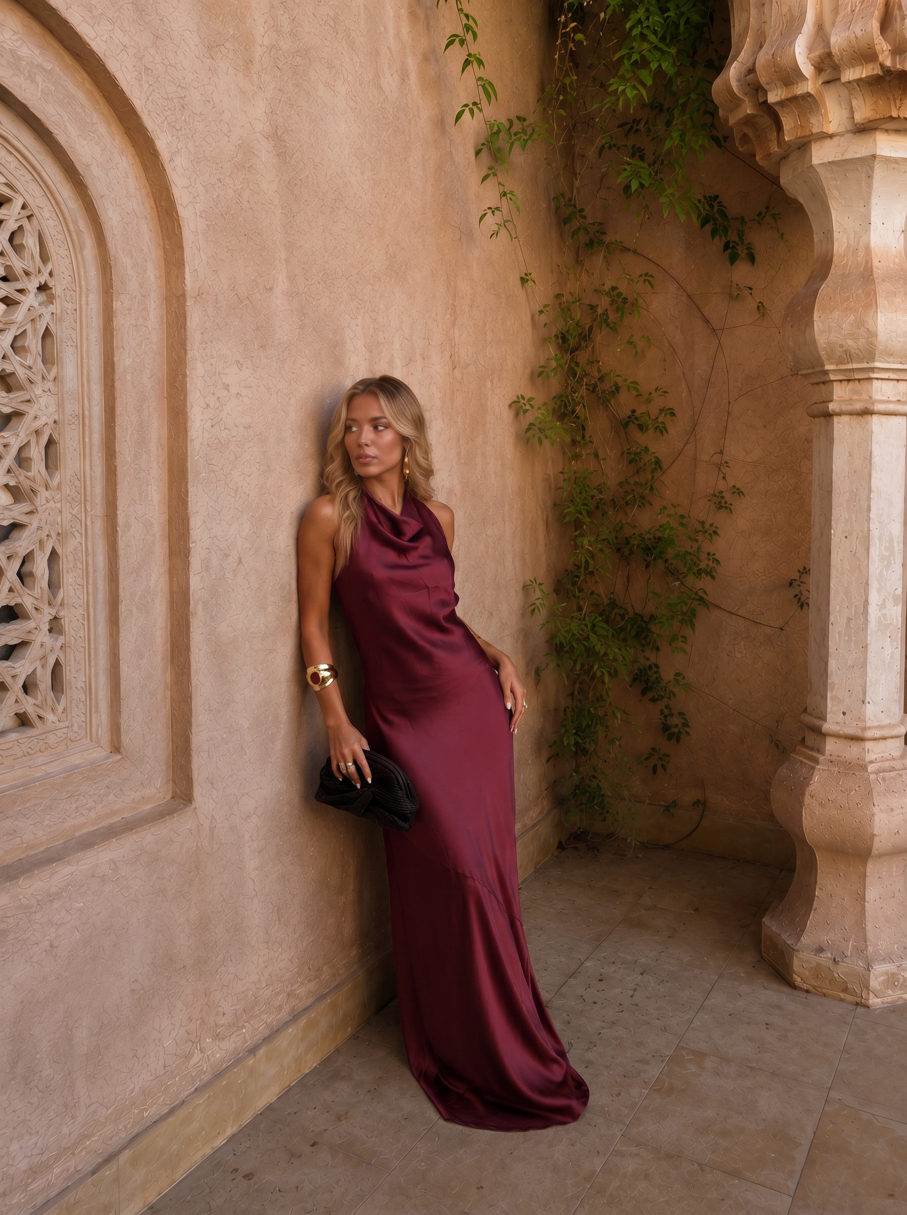 L / Burgundy Satin