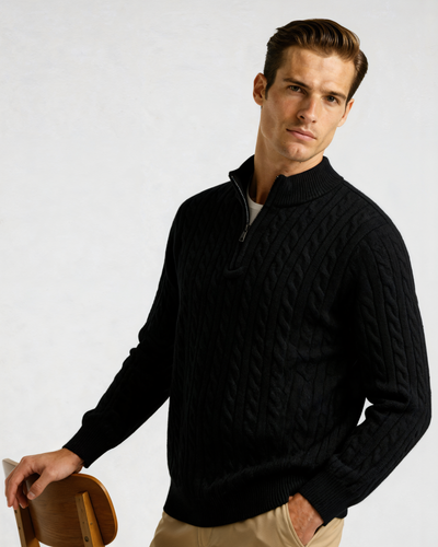Luca™ | 100% Cashmere Woven Half Zip