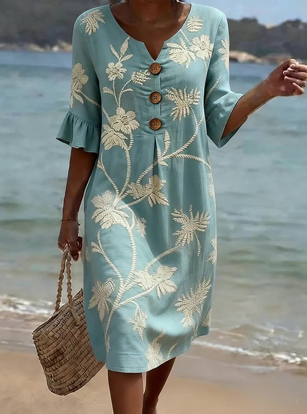 Aqua Floral / 3XL