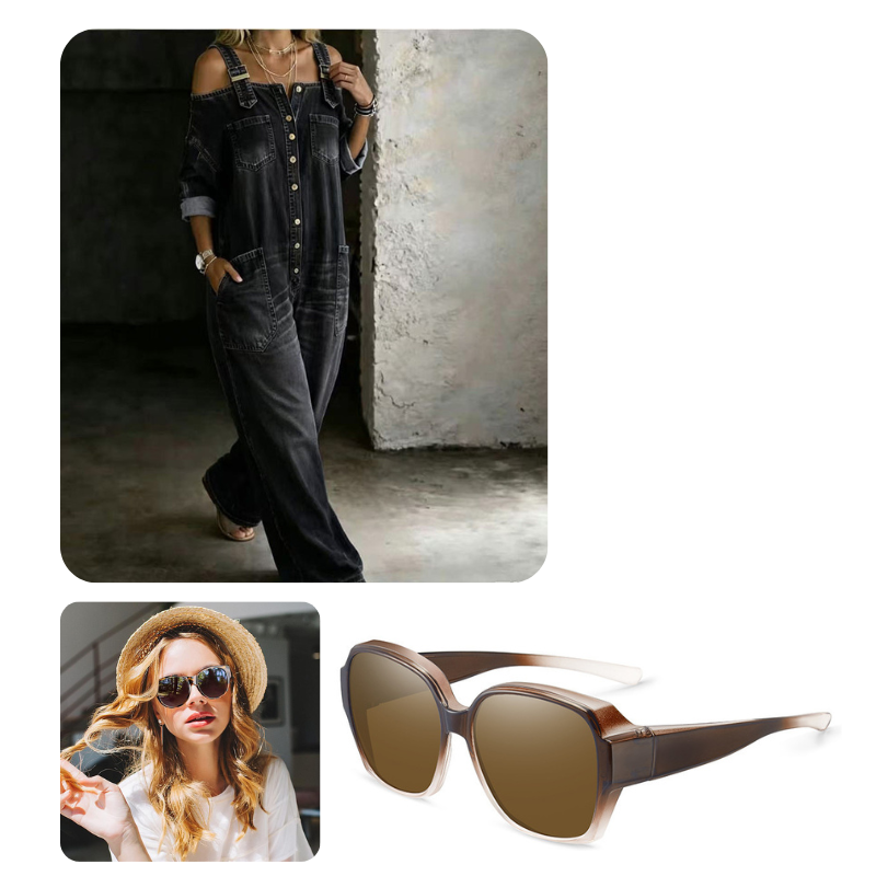 🔥✨Jumpsuit + Brown Polarized Sunglasses / 🔥Black / 3XL