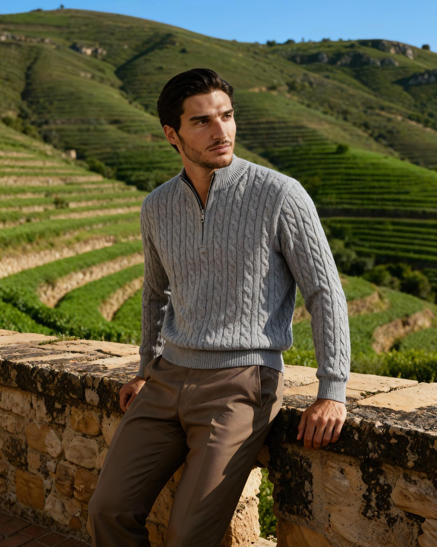Luca™ | 100% Cashmere Woven Half Zip