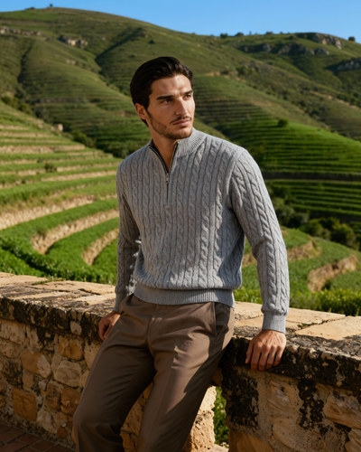 Luca™ | 100% Cashmere Woven Half Zip