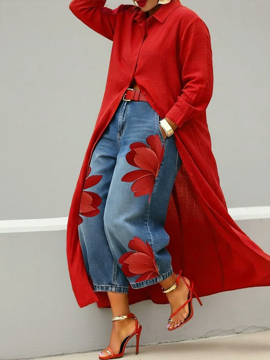 Red Floral / 3XL