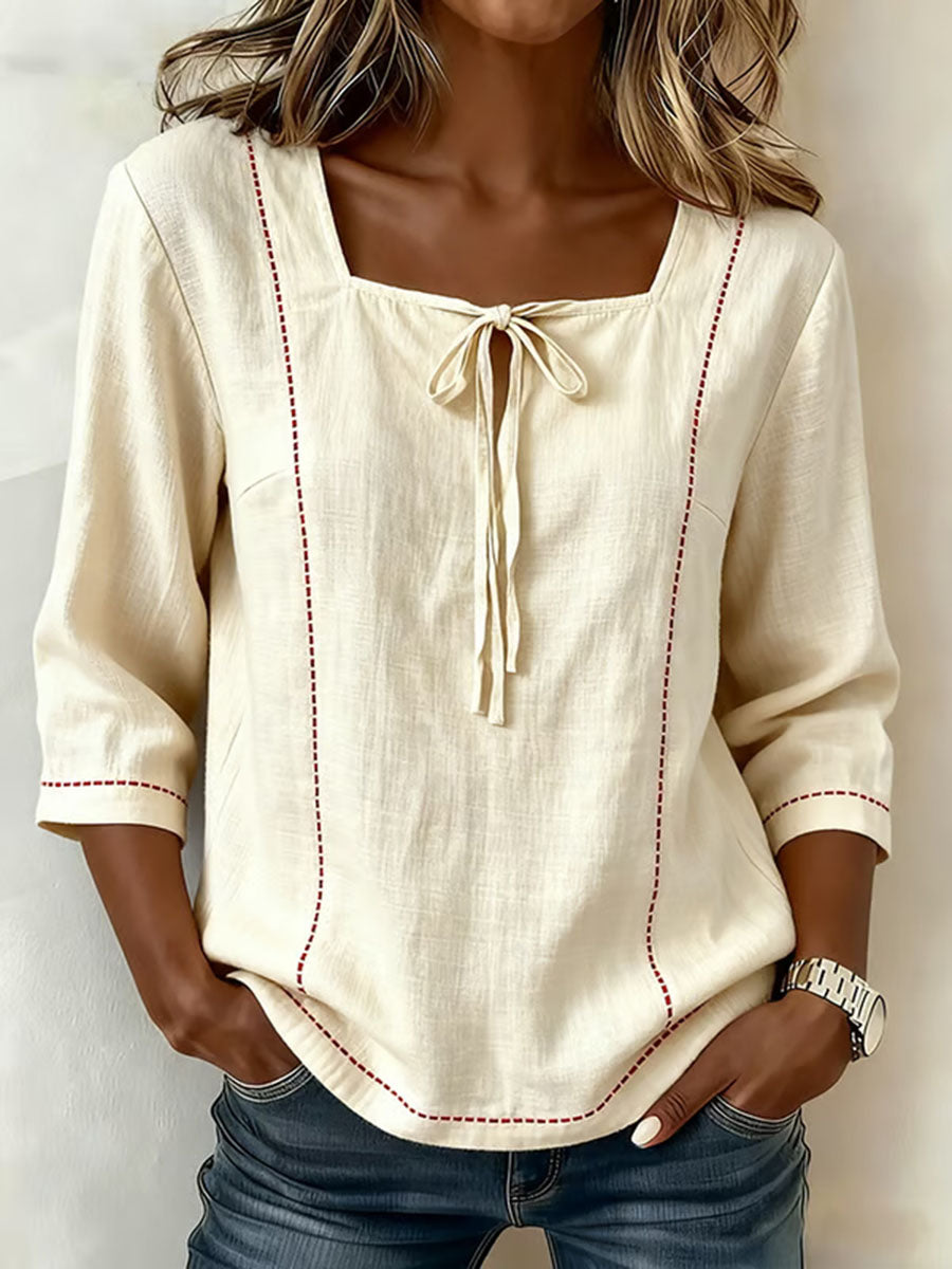 Cream With Red Stitching / 3XL