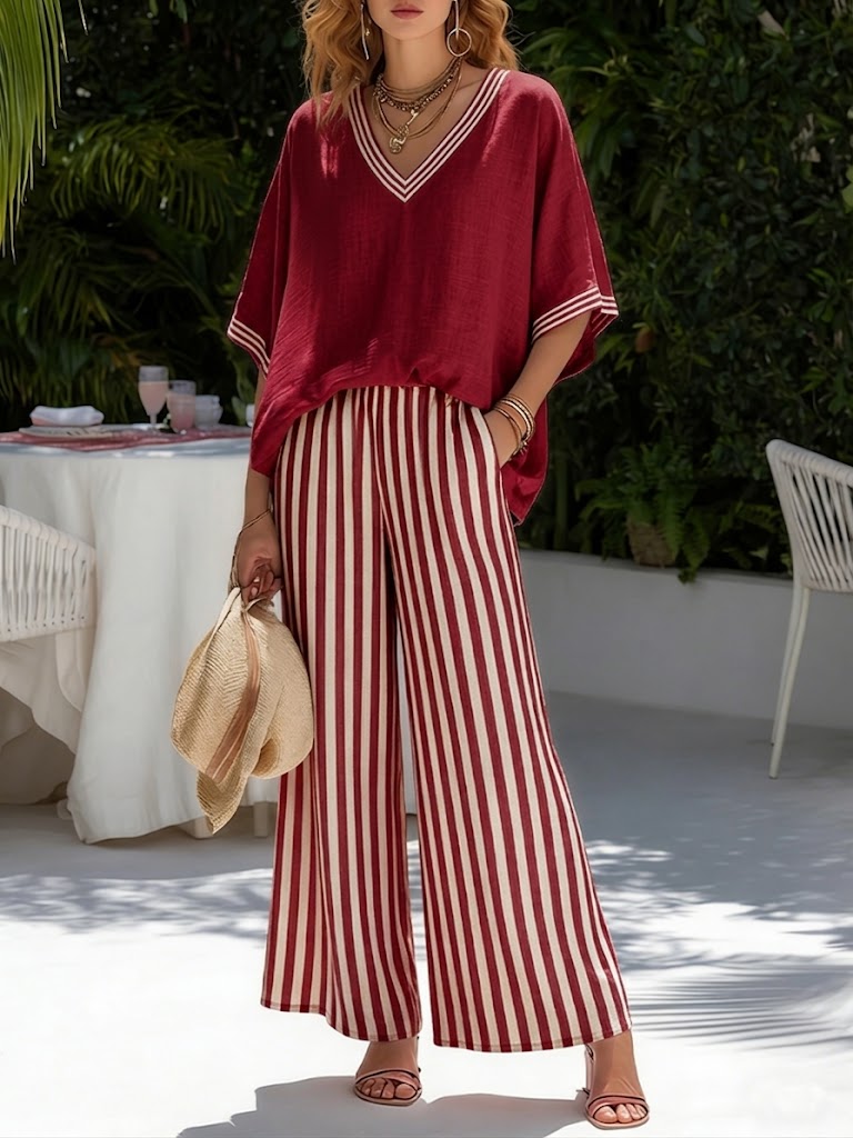 Burgundy Striped / 3XL
