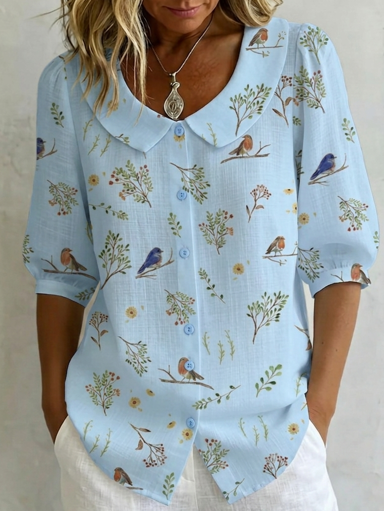 Light Blue Floral / 3XL