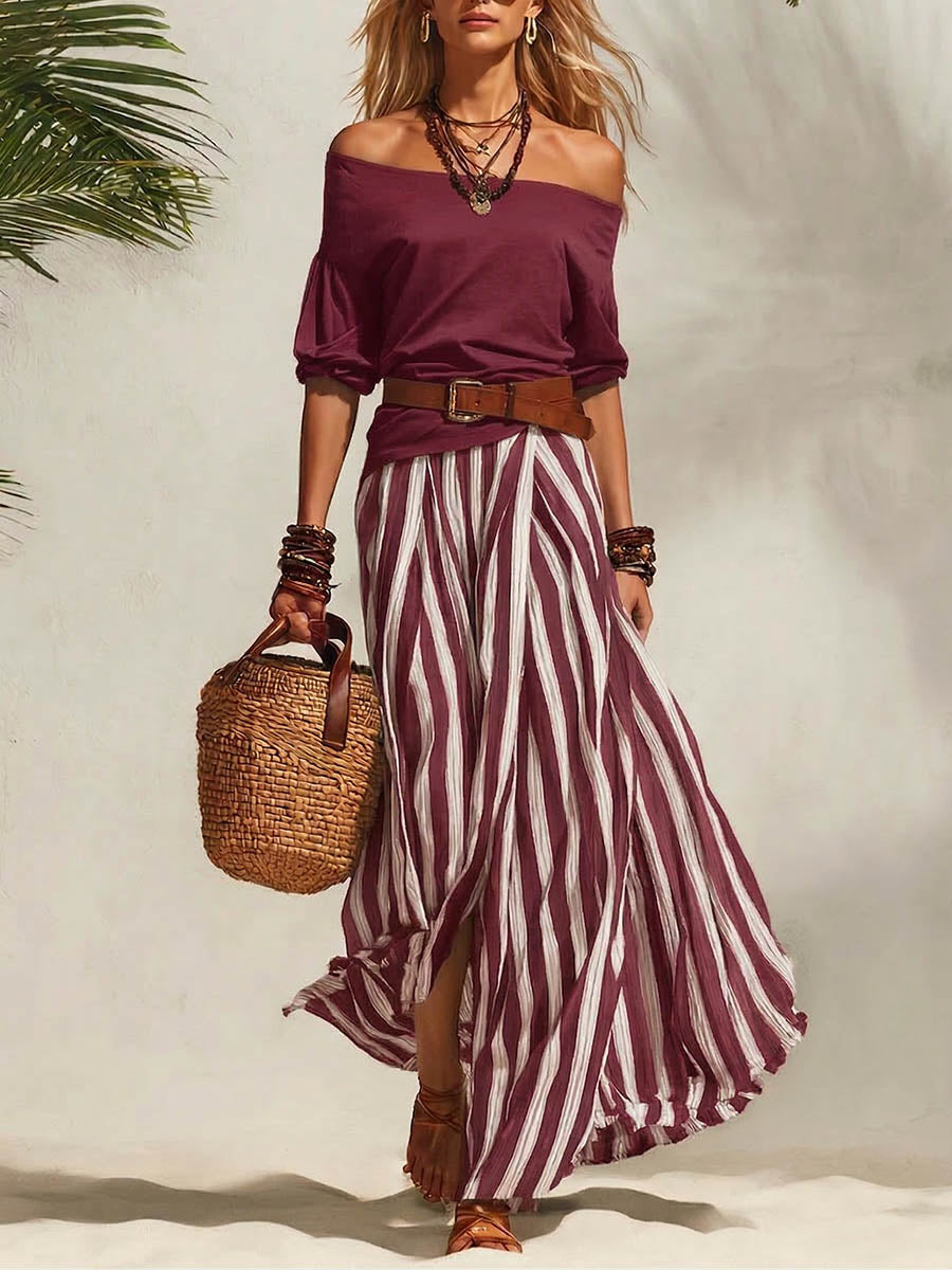 Burgundy Striped / 3XL