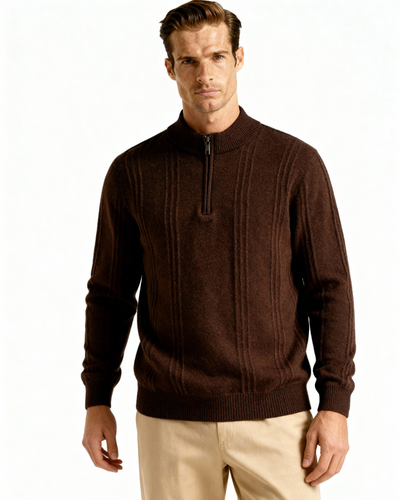 Luca™ | 100% Cashmere Ribbed Half Zip