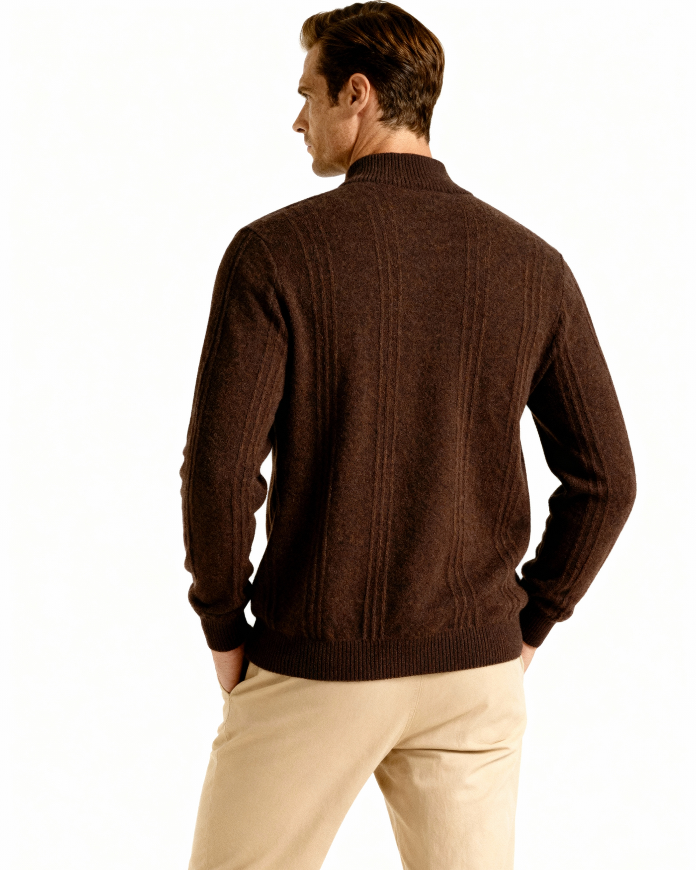 Luca™ | 100% Cashmere Ribbed Half Zip