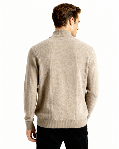 Luca™ | 100% Cashmere Ribbed Half Zip